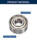 HiPicco deep groove ball bearing, chrome steel, double-shielded, 1/4 in ID x 3/4 in OD x 9/32 in width