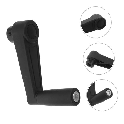 Black Plastic Round Hole Crank Handle Replacement Compatible With Rv Vent And Camper Antenna Height Adjustment, close-up view showing ergonomic grip.