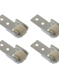 4 Pcs Track Wheel Set For Chest Of Drawers And Sliding Doors, 47 X 22 Mm Iron And Plastic Guide Wheels shown in a front view.