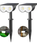 Outdoor Solar Spotlight 16 LEDs IP67 Waterproof Auto On Off Dusk To Dawn 650 Lumen Cool White Beam 2 Pack garden wall lights