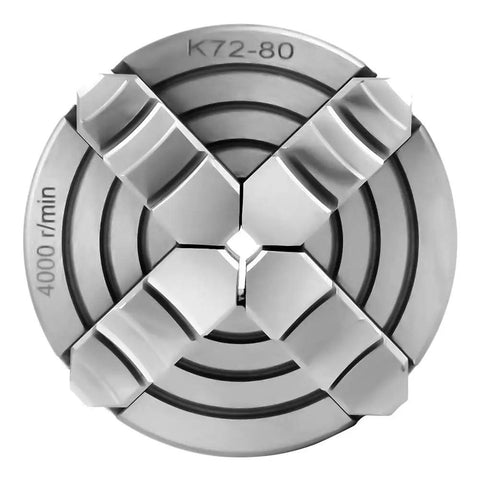 Three Inch 4 Jaw Lathe Chuck With Independent Reversible Jaws K72-80 showing top view with 4000 r/min marking for metal lathe projects