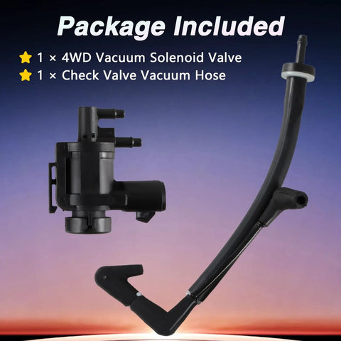 Heavy Duty 4WD Vacuum Solenoid Valve And Check Hose Kit upgrades Ford F-150 Expedition or Navigator, black valve and hose