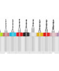 10 Pcs PCB Drill Bit Set With One Eighth Inch Shank Micro Twist Carbide Bits 1.1mm To 2.0mm on white background