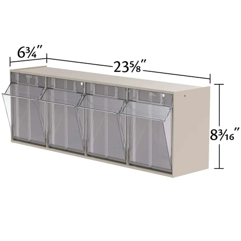 TiltView Plastic Storage Cabinet With Four Tilt Out Bins, stone finish, 23-5/8 inch width, 6-3/4 inch depth, 8-3/16 inch height
