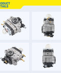 Carburetor Kit Replacement For Ryobi 25Cc 2 Cycle Trimmers RY251PH RY252CS RY253SS RY254BC shown from multiple angles in detail.