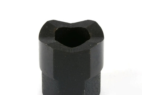 Double D Punch Die Set Pro Grade 0.769 In By 0.642 In Knockout Holes close-up view of tool steel die.