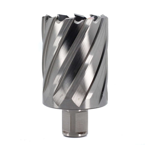 Oscarbide annular cutter, 1-7/8 in cutting diameter, 3/4 in Weldon shank, 2 in depth of cut, metallic finish.