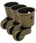 Heavy Duty Round Cup Casters With One Inch Wheels No Sweat Swivel Action Bronze Metal Housing For Office Chairs Home Desks Studio Setup Pack Of Three