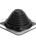 Black EPDM collar of Master Flash Roof Flashing Base 8x8 Inches With Closed To 5-3/4 Inch Pipe, Multi-Size Sealing Range, on white background