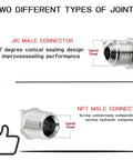 Three Pack Hydraulic Hose Adapter Fittings One Half Inch JIC 37 Degree Male To One Half Inch NPT Male Straight Fittings With Protective Caps Heavy Duty Carbon Steel For High Pressure And Corrosion Resistance, JIC and NPT ends