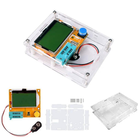 Dope DIY Graphic Transistor Tester Kit With LCD Display for Quick NPN PNP, components and compact case for prototyping and troubleshooting
