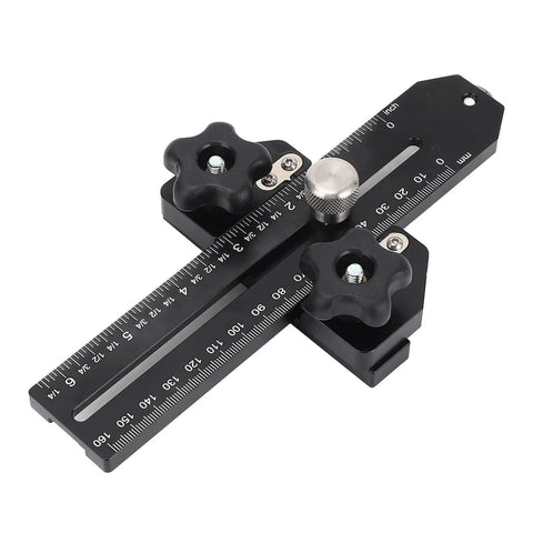 Beefy Aluminum Thin Rip Jig For Table Saw Guide With T Track Slider And Dual Scale, Pro Grade Narrow Rip Tool For Accurate Woodworking And Quick Thin Rip Cuts, Durable Table Saw Accessory on white background.