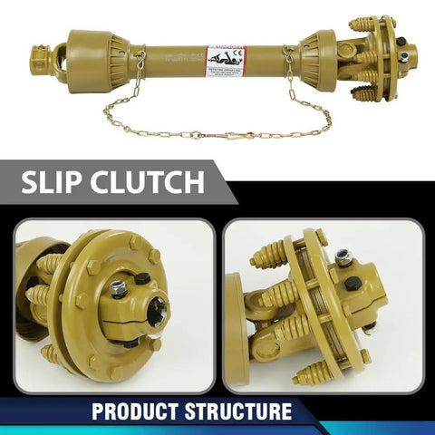 Heavy Duty PTO Drive Shaft With 6 Spline Ends And 1 3 8 Inch Fit, Series 4 Tractor Driveline Built For Rough Farm Work, Tough As Nails Slip Clutch, 20CrMnTi Steel U Joint And Heavy Q345 Tube For Agricultural Machinery, slip clutch detail