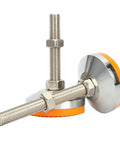 Beastly Tough M12 Leveling Feet For Furniture And Machinery, 4 Pack, Adjustable Floor Protectors With PVC Anti Slip Cushions, 117mm Height, 80mm Base Diameter, 87mm Thread Length, Ideal For Shelves, Equipment, And Industrial Setups. M12 steel leveling feet with orange PVC base