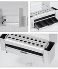 Slick Desktop Tool Organizer With Easy Slide Drawer And Tough Poly Build For Locking In Screwdrivers and features a slide drawer.