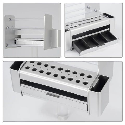 Slick Desktop Tool Organizer With Easy Slide Drawer And Tough Poly Build For Locking In Screwdrivers and features a slide drawer.