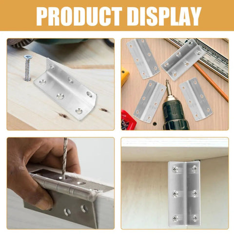 Sturdy Stainless Steel Corner Brackets Set Heavy Duty L Shaped 90 Degree Angle Braces with tools and application use