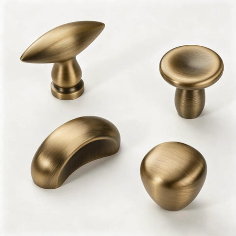 Six Pack Slick French Antique Brass Teardrop Drawer Knobs, Dope Zinc Alloy Single Hole Cabinet Handles, Top Shelf Mid Century Modern Hardware For Kitchen Bathroom And Dresser Upgrades in various shapes