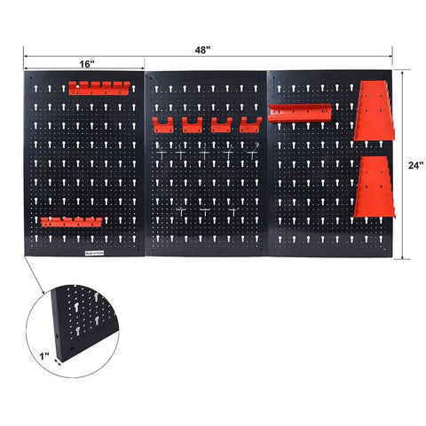 48 X 24 Inch Metal Pegboard Wall Organizer Kit With Hooks Wrench Racks Drill Holder And Screwdriver Organizer