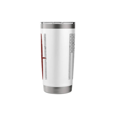 Airplane Pilot American Flag Design Stainless Steel Insulated Tumbler With Dual Wall Keeps Drinks Hot Or Cold Leak Proof Clear Slider Lid BPA Free White Finish