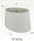 Shallow Oval Hardback Lamp Shade Linen White 14 x 8.5 Top, 16 x 10.5 Bottom, 9 Inch Height with V Notch Fitter, side view