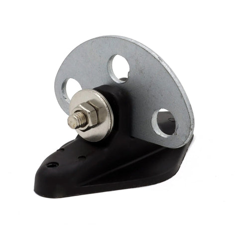 Steel gate plate from Electric Fence Gate Handle Kit With Anchors, featuring silver and black finish with screw holes for mounting.