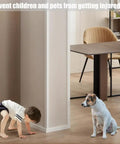 Child and dog near Heavy Duty Self Adhesive Wall Corner Guards 10 Pack Clear Polycarbonate Impact Resistant Edge Protectors.