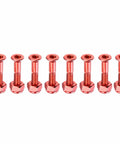 Orange 1 Inch Skateboard Hardware Kit With 8 Carbon Steel Screws And Nuts For Truck Mounting shown in a row