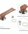 Heavy Duty Stainless Steel Replacement Pot Lid Handle With Realistic Wood Grain Finish And Secure Gasket Kit For Glass Lids That Keeps It Tight While You Cook, with screw and gasket