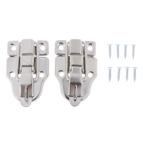 Two Pack Key Hasp Lock Set For Jewelry Boxes And Small Chests, Heavy Duty Iron Toggle Latch Buckle with screws shown