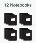 12 Pack Black Composition Notebooks For School And Home, College Ruled 160 Pages, Durable Covers on display