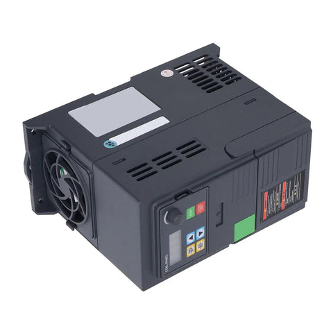 Pro Grade 3KW VFD Motor Controller With RS485 For 3 Phase AC 340 To 440V Industrial HVAC Pump And Fan Systems Digital Display Easy Setup Efficient Heat Sink, black vented unit