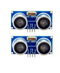 Front view of HC-SR04 ultrasonic range finder module, part of Ultrasonic Range Finder Module For Arduino And DIY Builders HC SR04 Distance Sensor For Uno Mega R3 Nano Duemilanove 10 Pack Plug And Play Prototyping Tool For Quick Robotic Projects.