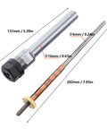 Adjustable 6mm Pen Turning Mandrel for Wood Lathe Projects with bushing, steel construction, dimensions highlighted