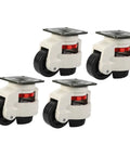 Beefy Heavy Duty Swivel Workbench Casters With Adjustable Height, 500kg Per Wheel, Industrial Transport Plate Wheels, Leveling Mobility For Workbenches And Equipment, 4 Piece Set, white heavy-duty swivel caster set with black wheels