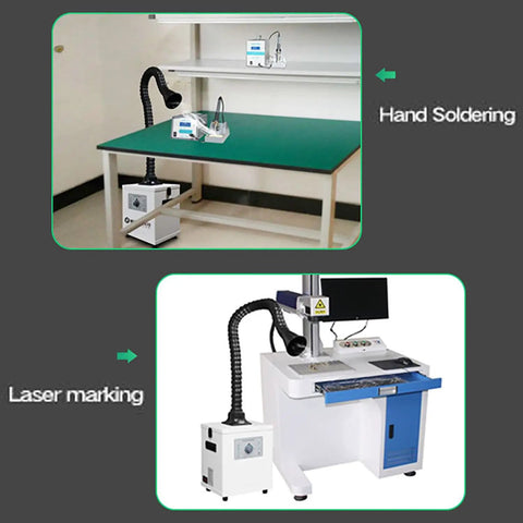 Smooth Operator Welding Fume Extractor Packed With A 150W Pure Copper Motor Pulling 258 Cubic Meters Hour Suction For Hand Soldering and Laser Marking.