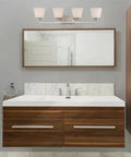 Four Light Vanity Light Fixture With Satin White Glass And Brushed Nickel Finish, Transitional Bathroom Wall Mount