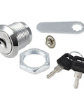 Cam Lock For Drawer Cabinet 0.69 Inch Outside Cylinder, Five Eighths Inch Length, Zinc Alloy Chrome Finish components with keys