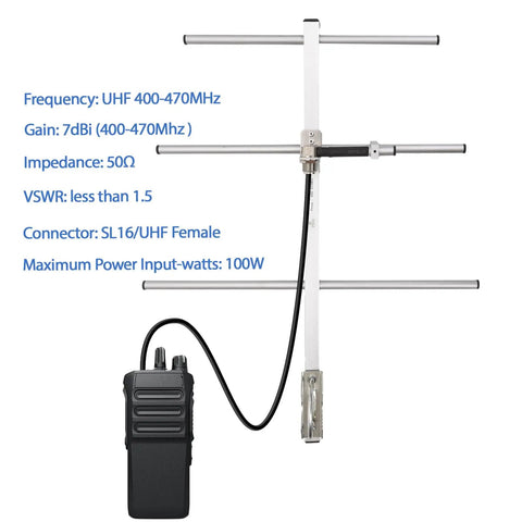 High Gain 7dBi GMRS Yagi Antenna For 70cm UHF 400-470MHz Walkie Talkie And Ham Radio Transceiver Outdoor Antenna With Connector