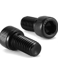 Two black oxide socket head cap screws, 5/16-18 x 3/4, from 20-Pack Of 5/16-18 X 3/4 Socket Head Cap Screws In Rust-Busting 304 Stainless Steel With Black Oxide Finish And Includes A Hex Wrench For Tough Jobs And Badass Repairs.