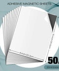 50-Piece Magnetic Adhesive Sheets 8 By 10 Inches Flexible Magnetic Sheets With Self Adhesive Backing, displayed in a stack