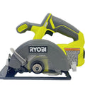 Kick-Free 18V Cordless Circular Saw With 5 1/2 Inch Blade And Lightning Fast 4700 Rpm Motor featuring gray blade and rubberized handle.