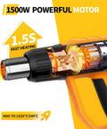 1500W Heavy Duty Heat Gun With Pro Grade Variable Temperature Control And Overheat Protection close-up showing motor and heating element