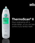 Ear Thermometer For Baby And Infant, Fast Digital Thermometer With Pre Warmed Tip, Color Coded Display, Easy Readout, Reliable Results For Busy Parents And Caregivers, Pediatric Recommended For Home Use, Braun ThermoScan 6 front view