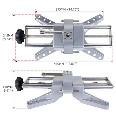 Heavy Duty Wheel Clamp And Magnetic Adapter For 11 To 25 Inch Rims, showcasing aluminum construction and size dimensions.