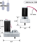 High-Performance RV Slide Out Actuator Motor Replacement Assembly for Through-Frame Systems with 18:1 Gear Ratio and 12V DC Power size details