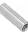 Five Pack Round Coupling Nuts M12 By 1.75mm 50mm Long 304 Stainless Steel Round Sleeve Stud Nuts Threaded Hardware For Bracket Building Maintenance Heavy Duty Connecting Rod Fasteners, close-up threaded end