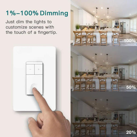 3 Way Smart Dimmer Switches, 2 Pack Master Dimmers For Alexa And Google Assistant illustrating dimming levels