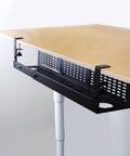 Under Desk Cable Management Tray Kit With Horizontal Design Extends Up To 41 Inches No Drill C Clamp Mount Removable And Reversible Cord Raceway With Modesty Panel For Large Desks Black