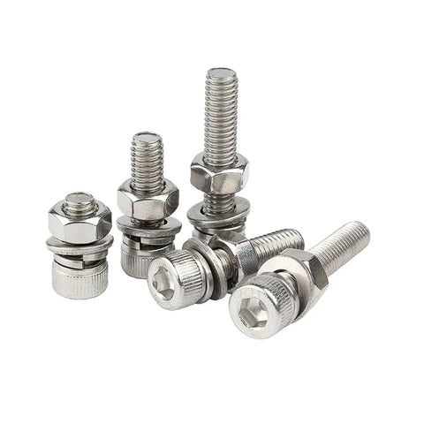 304 Stainless Steel M6 Hex Socket Head Cap Screws And Nuts Kit With Flat Spring Washers Fastener Set for screws, nuts, and washers